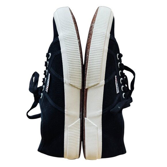 Superga Size 9 1/2  Sneakers Classic Black Unisex Cotton Canvas Lace Up Iconic - Picture 4 of 15